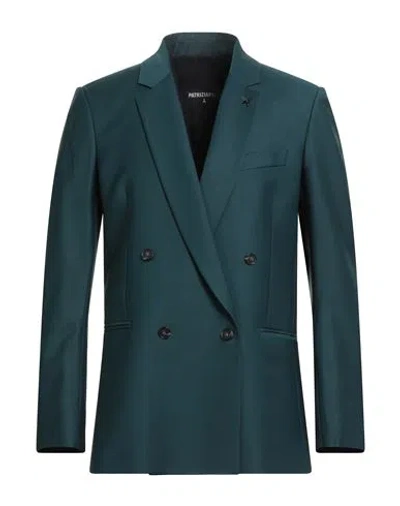 Patrizia Pepe Man Blazer Deep Teal Size 42 Polyester, Virgin Wool, Elastane In Green