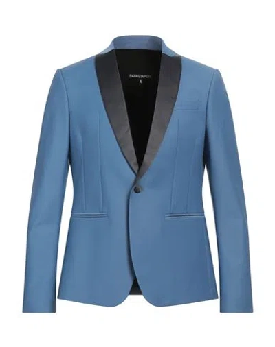 Patrizia Pepe Man Blazer Light Blue Size 38 Polyester, Virgin Wool, Elastane