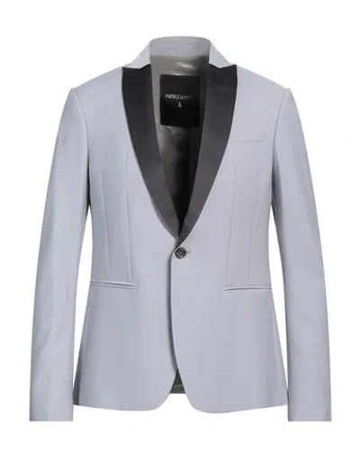 Patrizia Pepe Man Blazer Light Grey Size 44 Polyester, Virgin Wool, Elastane