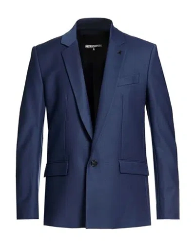 Patrizia Pepe Man Blazer Navy Size 36 Polyester, Virgin Wool, Elastane In Blue