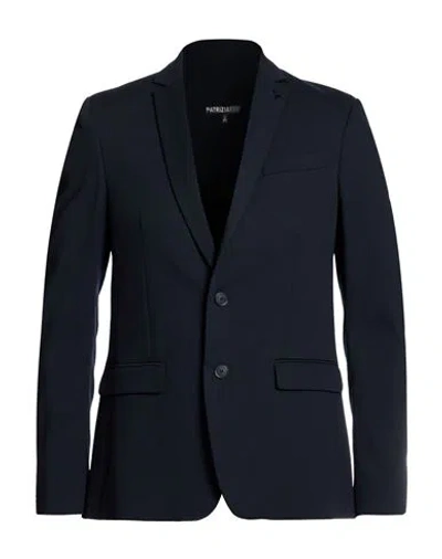 Patrizia Pepe Man Blazer Navy Size 40 Polyester, Viscose, Elastane In Blue