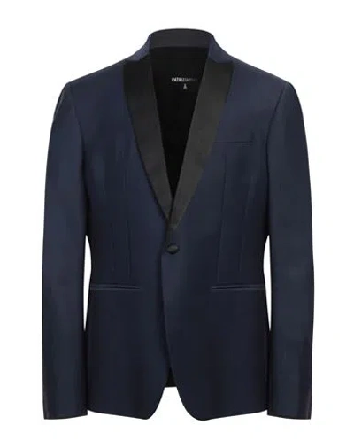 Patrizia Pepe Man Blazer Navy Size 44 Polyester, Virgin Wool, Elastane