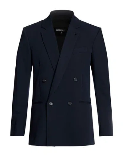 Patrizia Pepe Man Blazer Navy Size 44 Polyester, Viscose, Elastane In Blue