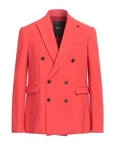 Patrizia Pepe Man Blazer Tomato Red Size 38 Viscose, Polyester In Tomato Red