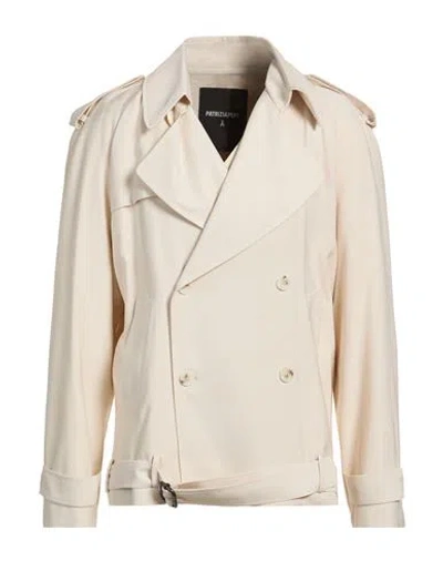 Patrizia Pepe Man Jacket Ivory Size 40 Viscose, Polyester In Brown