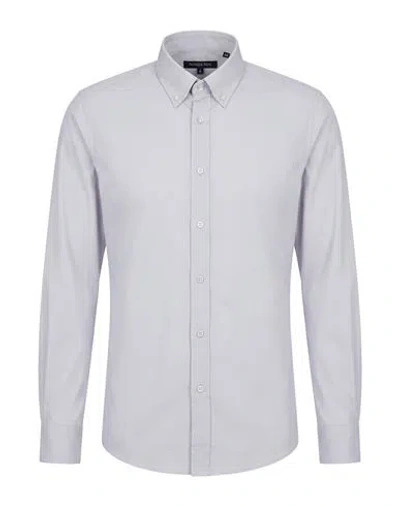 Patrizia Pepe Man Shirt Light Grey Size 44 Cotton, Polyamide, Elastane In Blue