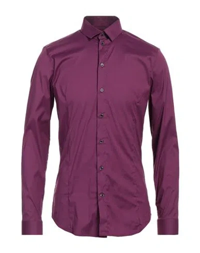 Patrizia Pepe Man Shirt Mauve Size 38 Cotton, Polyamide, Elastane In Purple