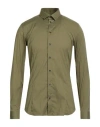 Patrizia Pepe Man Shirt Military Green Size 46 Cotton, Polyamide, Elastane