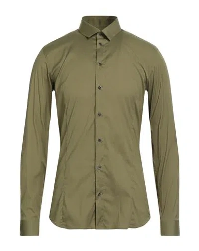 Patrizia Pepe Man Shirt Military Green Size 46 Cotton, Polyamide, Elastane
