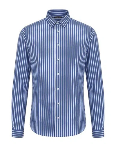 Patrizia Pepe Man Shirt Navy Size 42 Cotton, Elastane In Blue