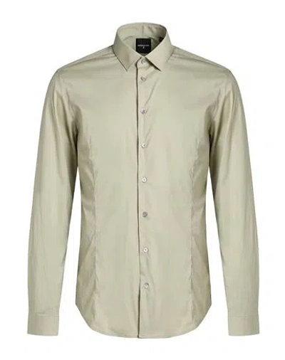 Patrizia Pepe Man Shirt Sage Green Size 44 Cotton, Polyamide, Elastane In Brown