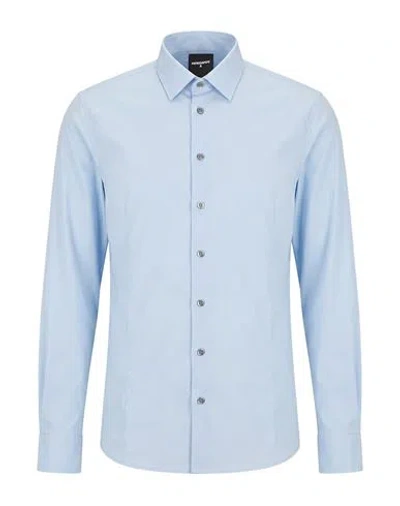 Patrizia Pepe Man Shirt Sky Blue Size 46 Cotton, Polyamide, Elastane