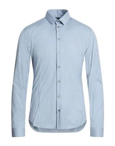 Patrizia Pepe Man Shirt Slate Blue Size 40 Cotton, Polyamide, Elastane