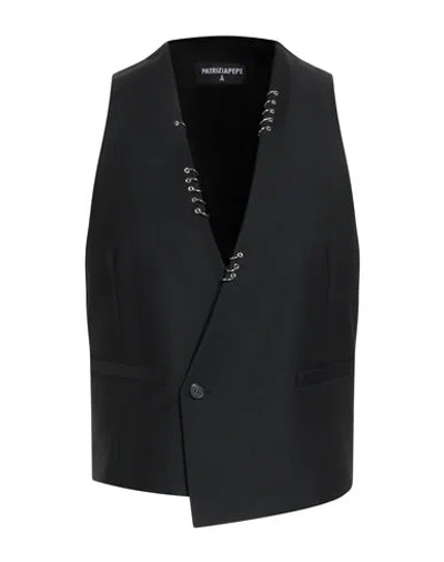Patrizia Pepe Man Tailored Vest Black Size 42 Polyester, Virgin Wool, Elastane