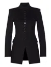 Patrizia Pepe Mandarin-collar Button-fastening Fitted Jacket In Black