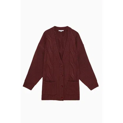 Patrizia Pepe Marabou Women's Cardigan In Burgundy
