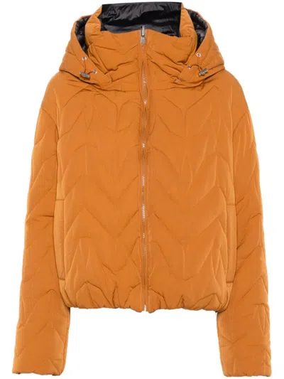 Patrizia Pepe Matte Puffer Jacket In Brown