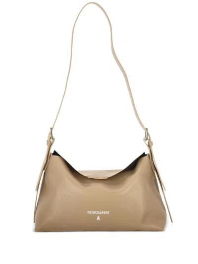 Patrizia Pepe Medium Never Complete Flap Shoulder Bag In Neutral