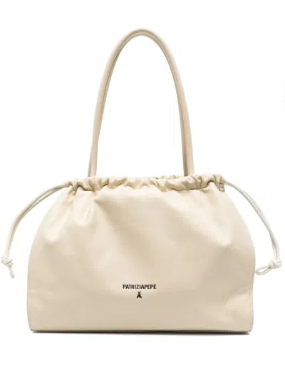 Patrizia Pepe Medium Soft Rock Shoulder Bag In Neutrals