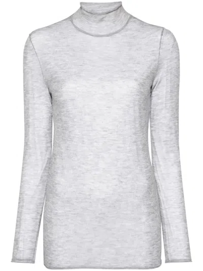 Patrizia Pepe Mélange Fine-knit Jumper In Grey
