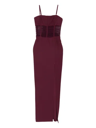 Patrizia Pepe Mesh-insert Dress In Burgundy