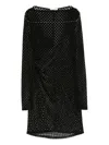 Patrizia Pepe Glitter Net Long-sleeve Dress In Black