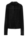Patrizia Pepe Textured Black High-neck Top With Long Sleeves In Black