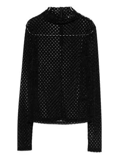 Patrizia Pepe Mesh-panel Blouse In Black