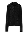 Patrizia Pepe Textured Black High-neck Top With Long Sleeves In Black