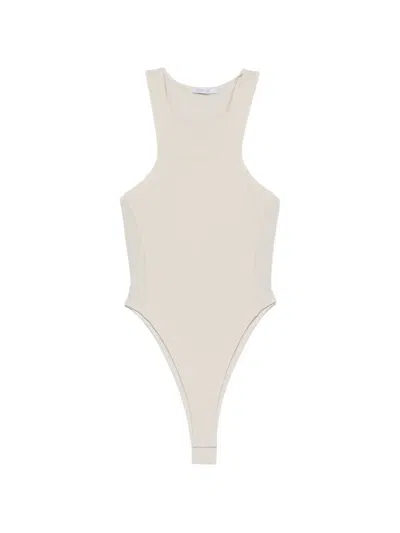 Patrizia Pepe Mesh-panel Tank Top Bodysuit In White