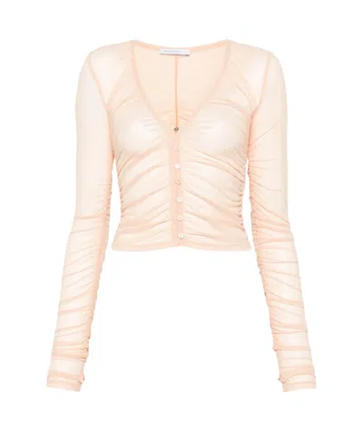 Patrizia Pepe Mesh T-shirt In Apricot
