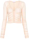 Patrizia Pepe Mesh T-shirt In Orange