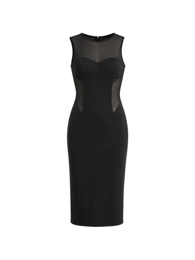Patrizia Pepe Mesh-panelled Corset-style Dress In Animal Print