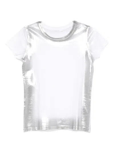 Patrizia Pepe Metallic Crew-neck T-shirt In White