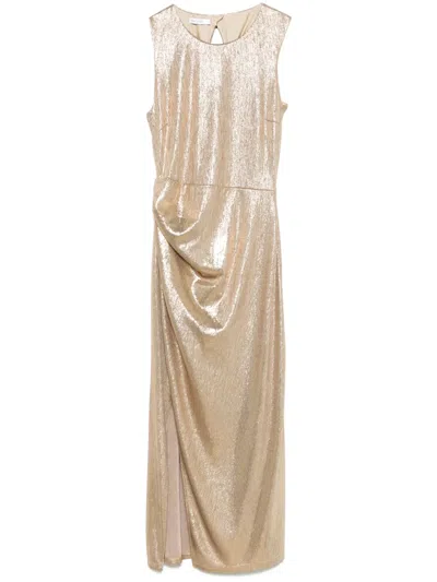 Patrizia Pepe Metallic-effect Midi Dress In Gold
