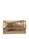Patrizia Pepe Metallic Leather Clutch Bag In Brown