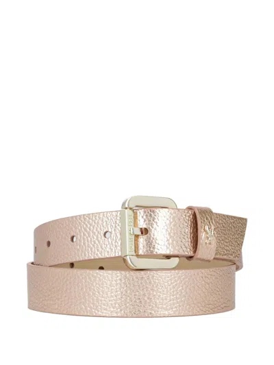 Patrizia Pepe Metallic Textured Belt In Pink