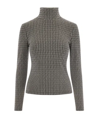 PATRIZIA PEPE MICRO-CHECK HIGH-NECK TOP