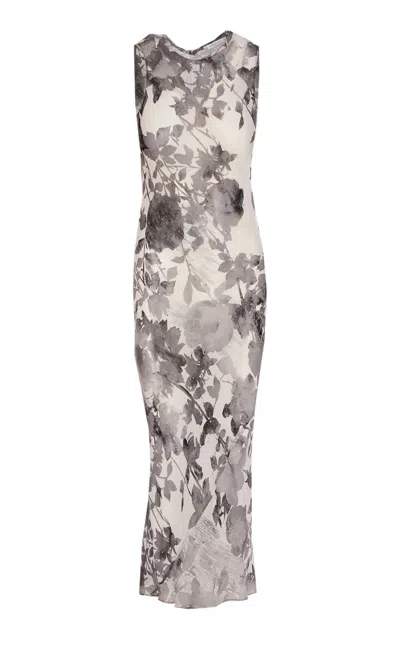 Patrizia Pepe Midi Dress Floreal Print In Grey