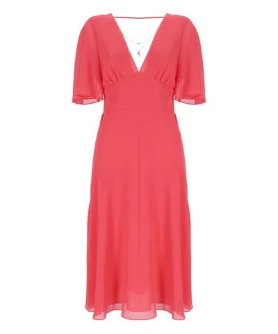 Patrizia Pepe V-neck Flared Dress In Red