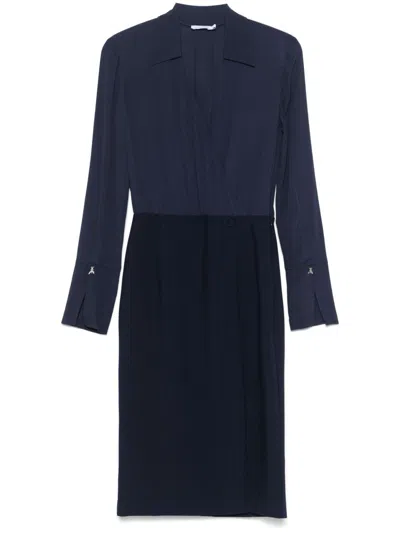 Patrizia Pepe Midi Dress With Insert Design In Blue