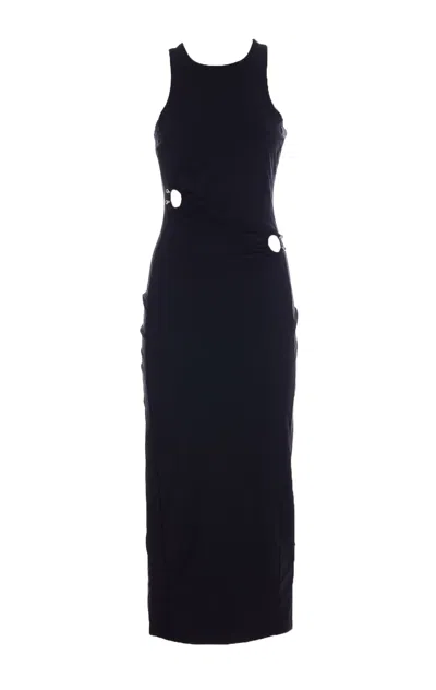 Patrizia Pepe Midi Dress With Piercing In Black