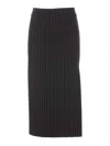 Patrizia Pepe Ruched Pinstriped Pencil Skirt In Negro