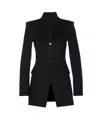 Patrizia Pepe Mandarin-collar Button-fastening Fitted Jacket In Black