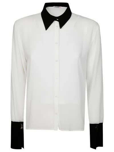 Patrizia Pepe Mini Chic Contrast-collar Shirt In White