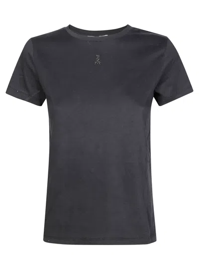 Patrizia Pepe Mini Glitter Logo Short Sleeve T-shirt In Black