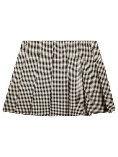 Patrizia Pepe Mini Gonna Pieghe Microcheck In Beige