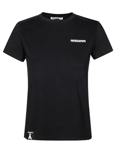 Patrizia Pepe Mini Logo Short Sleeve T-shirt In Black