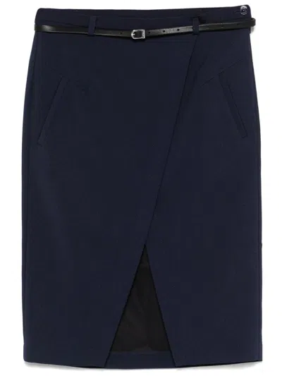 Patrizia Pepe Mini Skirt With Belt In Blue