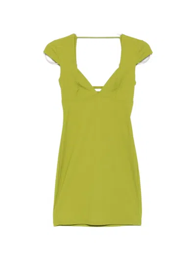 Patrizia Pepe Mini Sweetheart-neck Jersey Dress In Green
